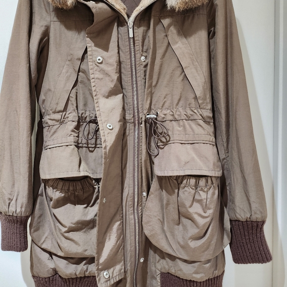 BCBGMAXAZRIA Removable Rabbit Fur Trim Parka/Anorak Jacket size S - Picture 3 of 16